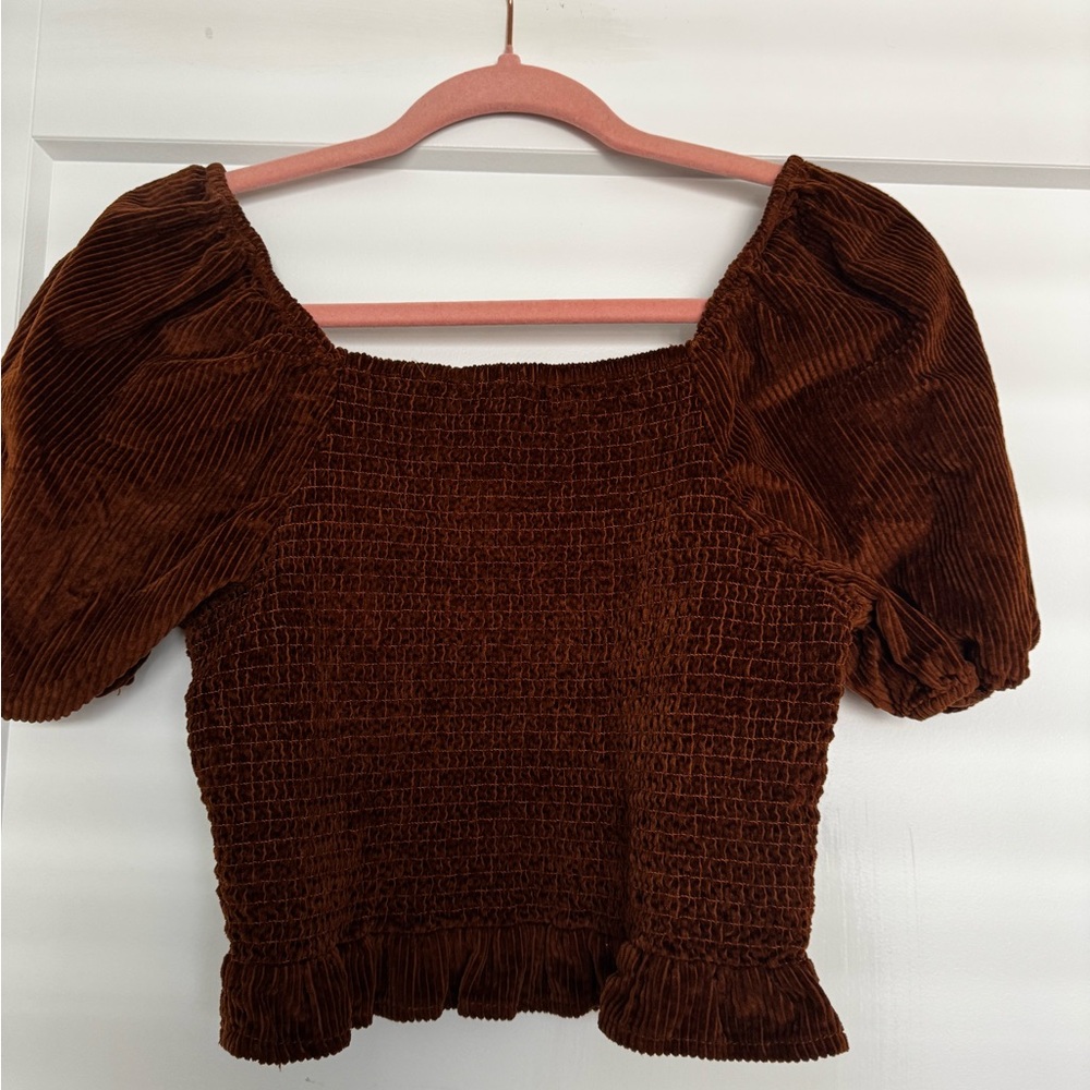 American Eagle Outfitters Chocolate Smocked Blouse